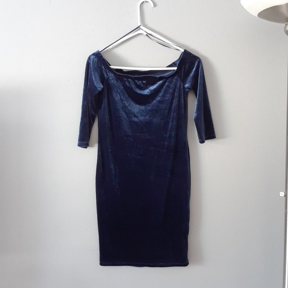 Velvet Stretchy Dress Deep Navy SZ small